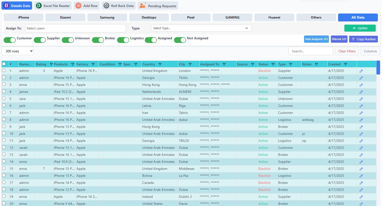  contacts management for customers & suppliers
